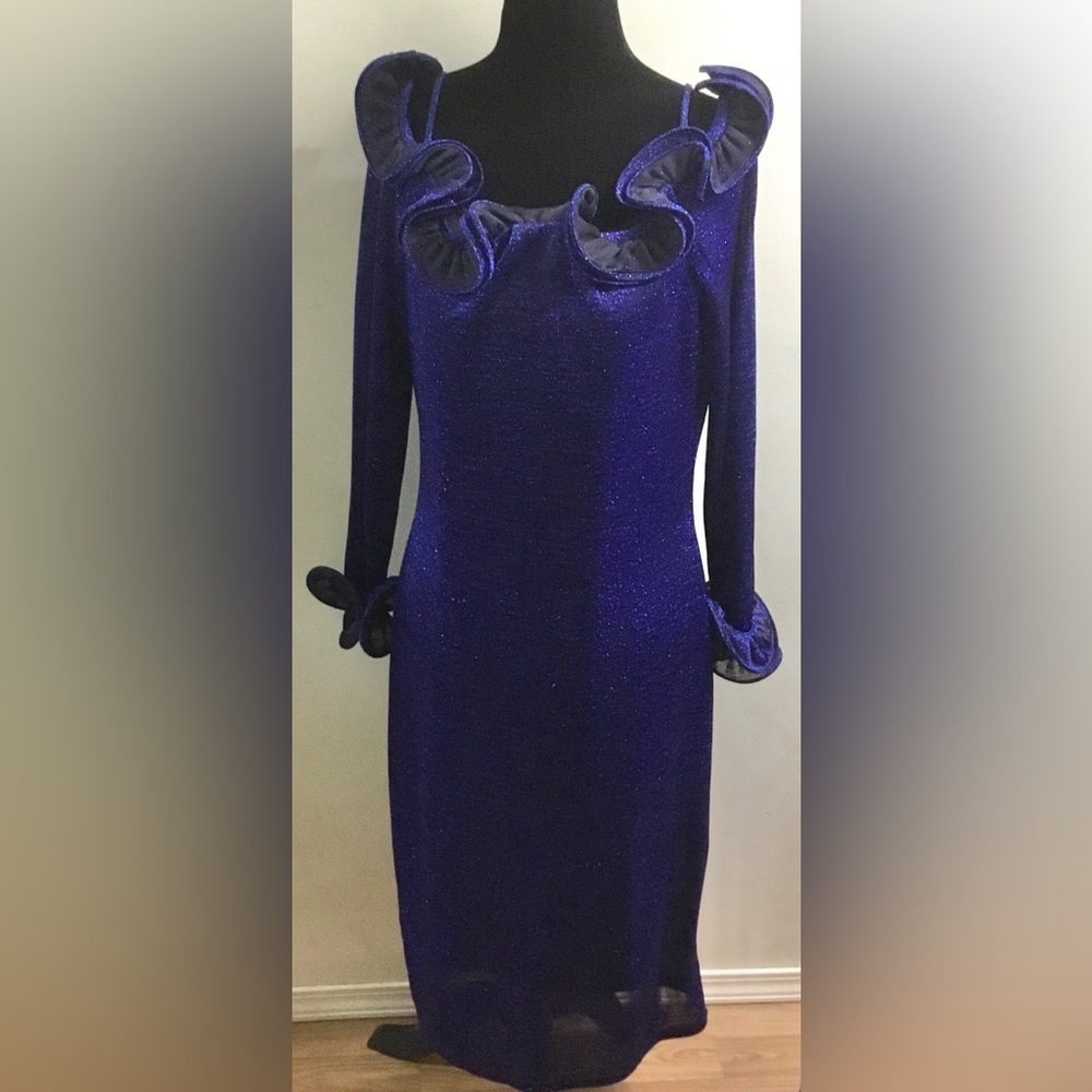 NWT Designer Samuel Dong Metallic Ruffle Dress